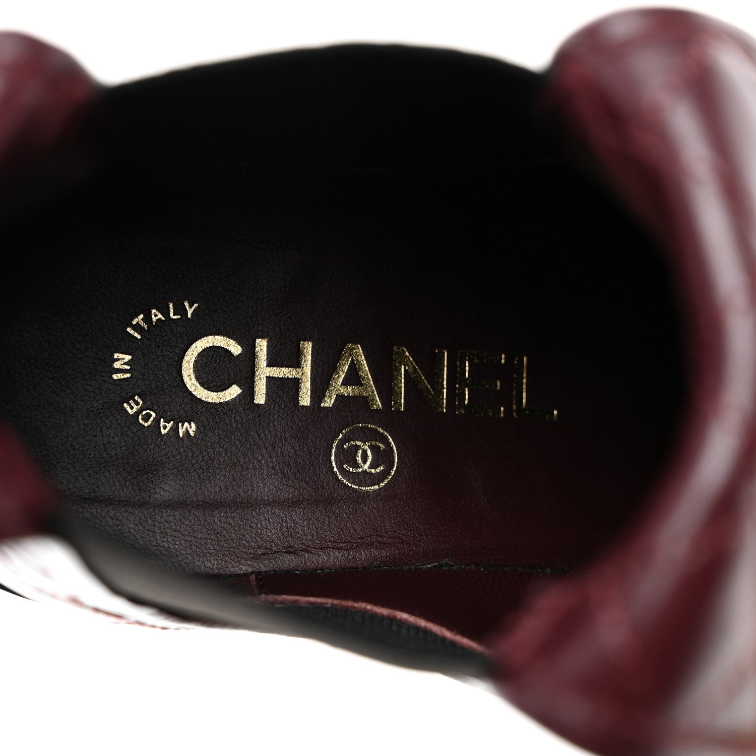 Chanel Lambskin Quilted Cap Toe CC Turnlock Booties 36 Burgundy Black 7 of 9