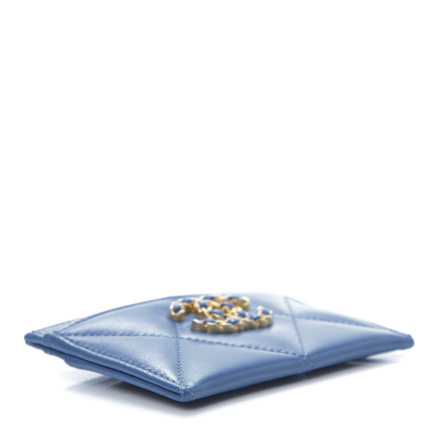 Lambskin Quilted 19 Card Holder Blue