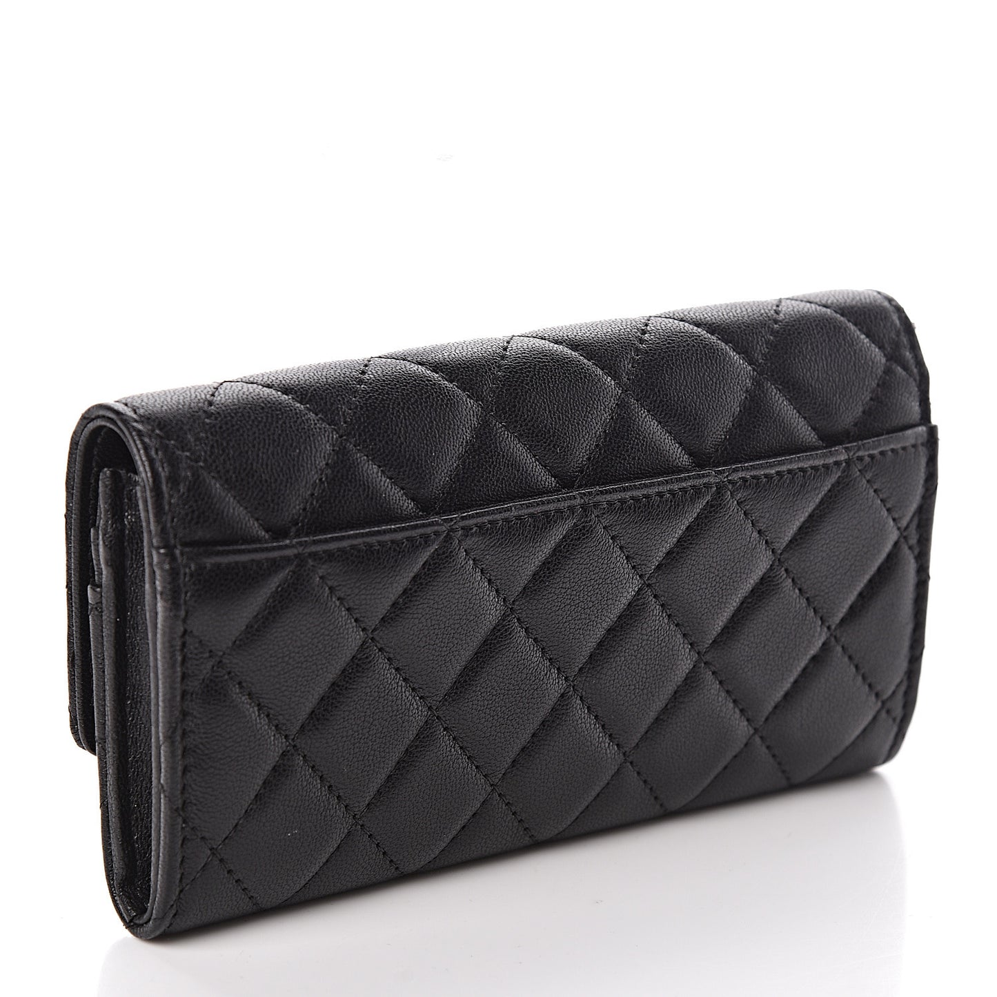 Goatskin Quilted Medium 19 Flap Wallet Black