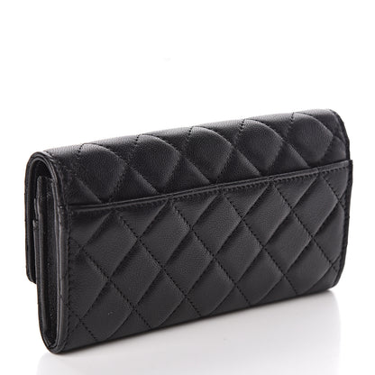 Chanel Goatskin Quilted Medium 19 Flap Wallet Black 3 of 10