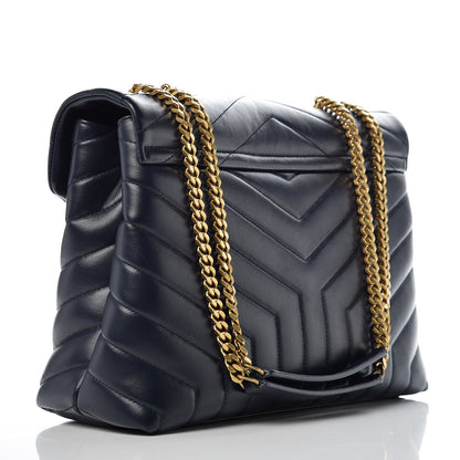 Saint Laurent Calfskin Y Quilted Monogram Medium Loulou Chain Satchel Medium Blue 3 of 9