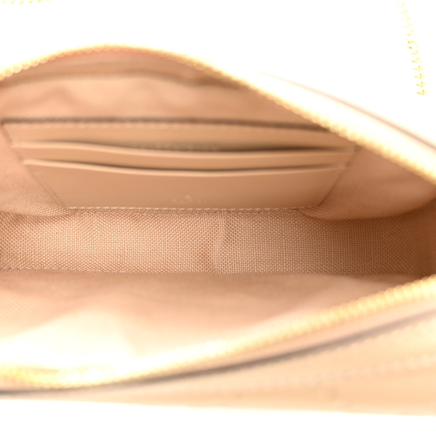 Calfskin GG Super Mini Debossed Chain Wallet Light Beige