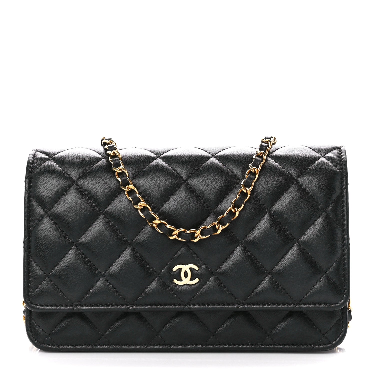 Chanel Lambskin Quilted Wallet On Chain WOC Black 1 of 12