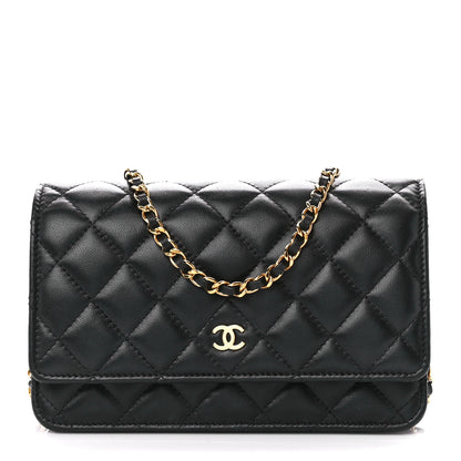 Chanel Lambskin Quilted Wallet On Chain WOC Black 1 of 12