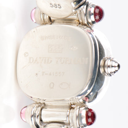 David Yurman Sterling Silver Diamond Bezel Pink Mother of Pearl Pink Tourmaline 21mm Classic Cable Quartz Watch 3 of 5