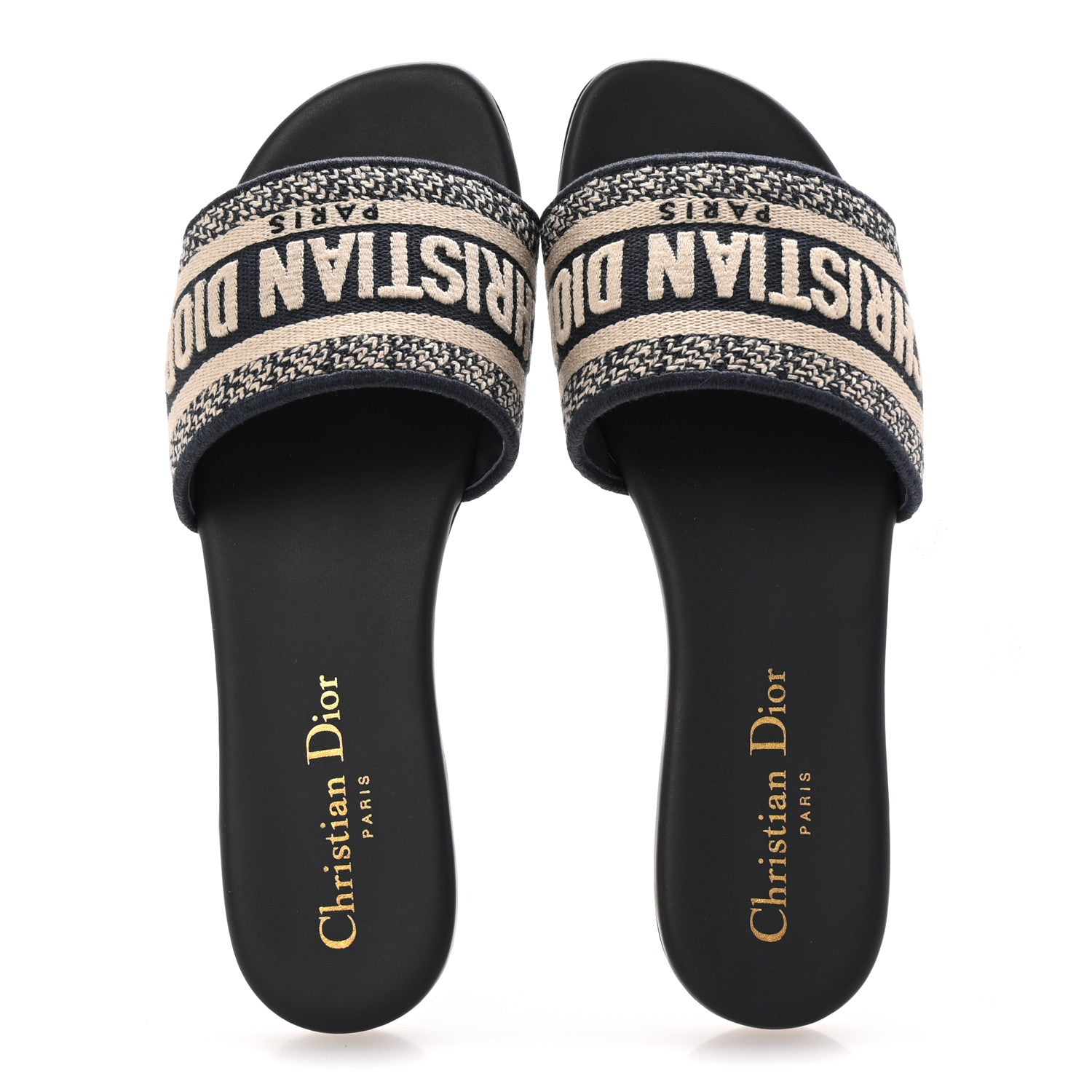 Christian Dior Canvas Embroidered Dway Mules Slide Sandals 35 Deep Blue 2 of 10