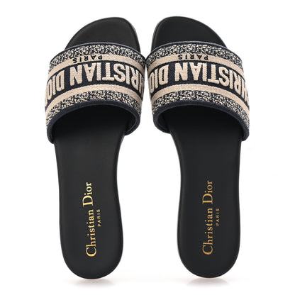 Christian Dior Canvas Embroidered Dway Mules Slide Sandals 35 Deep Blue 2 of 10