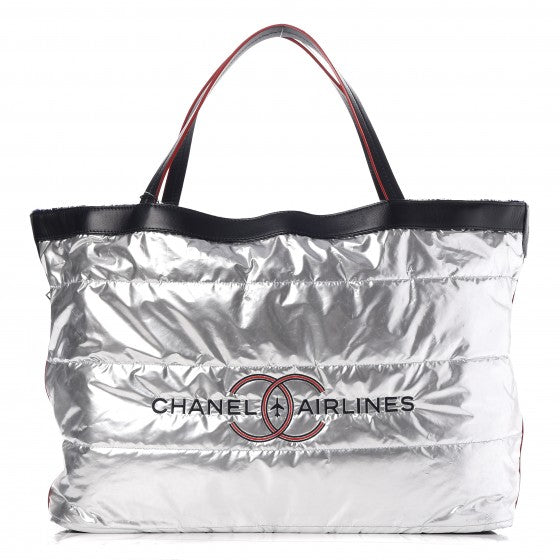 Reversible Airlines Tote Silver Navy