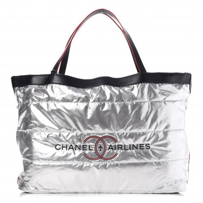 Chanel Reversible Airlines Tote Silver Navy 1 of 29