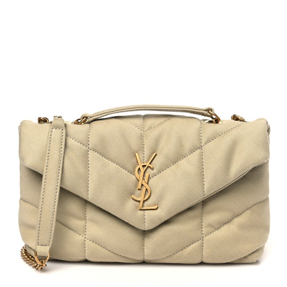 Saint Laurent Canvas Quilted Toy Loulou Puffer Monogram Chain Satchel Cool Beige 1 of 10