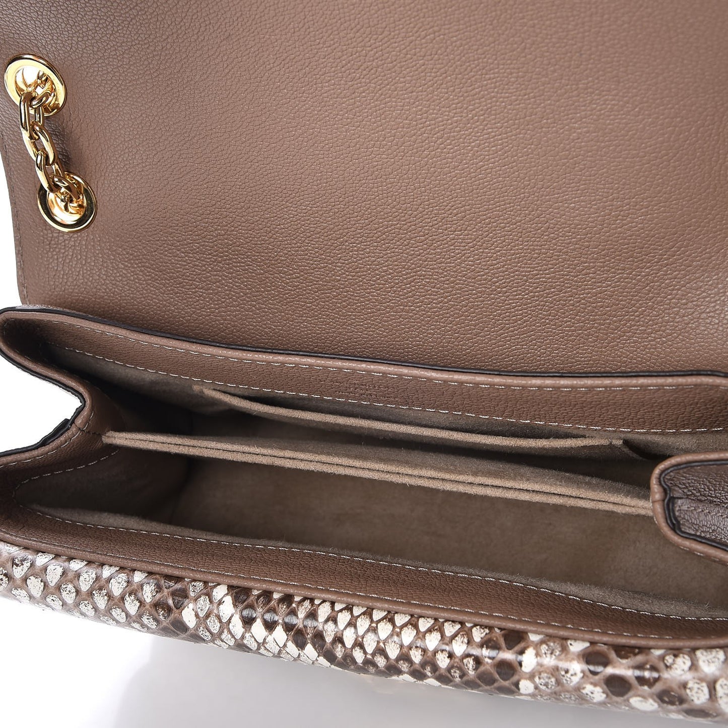 Cuir Ecume Python Very Chain Bag Taupe