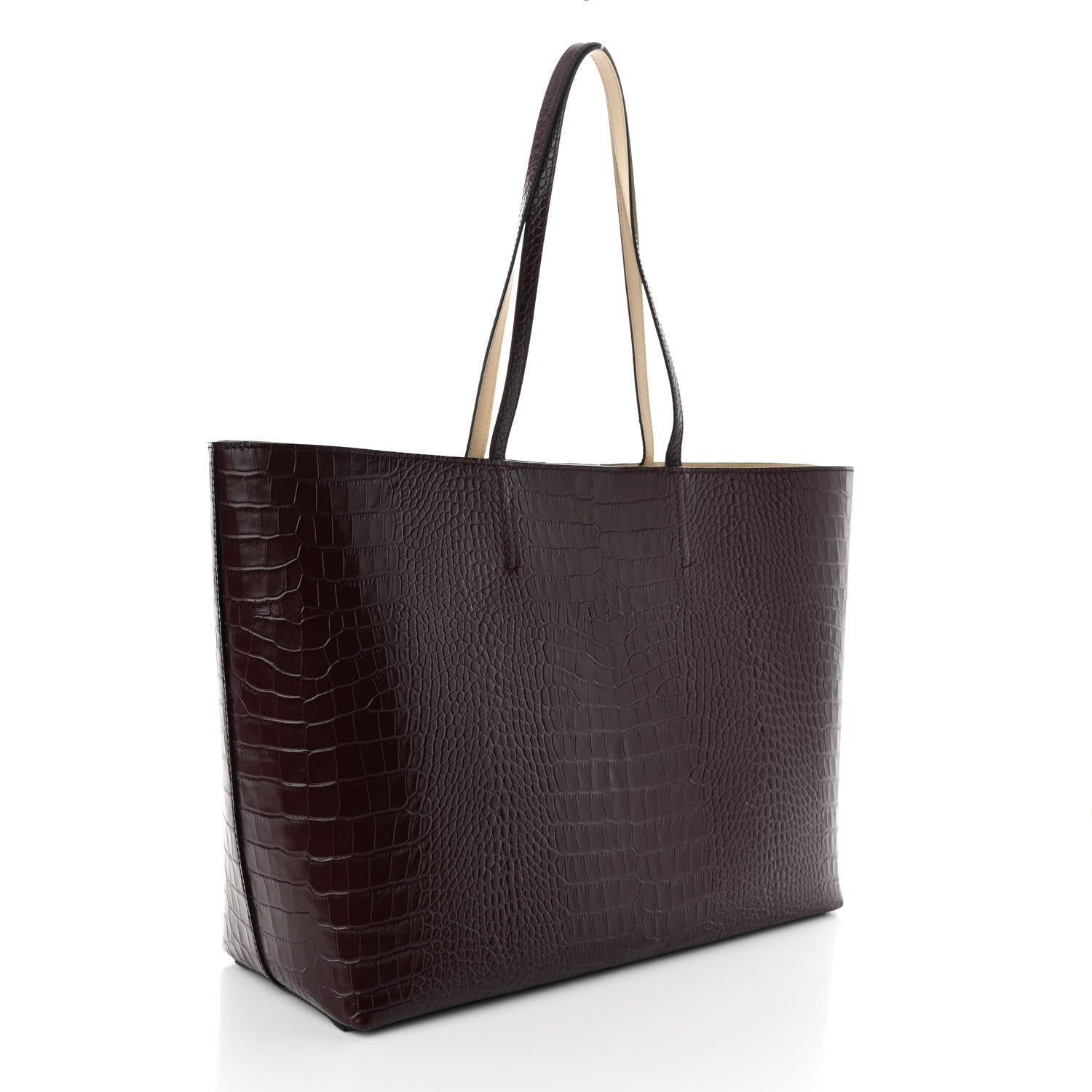Jimmy Choo Crocodile Embossed Calfskin JC Tote Bordeaux 3 of 9