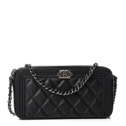 Chanel Calfskin Quilted Small Boy Clutch With Chain Black 1 of 11