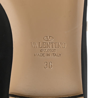Valentino Garavani Calfskin Nappa Rockstud Cage Ballerina Flats 38 Black Poudre 6 of 8