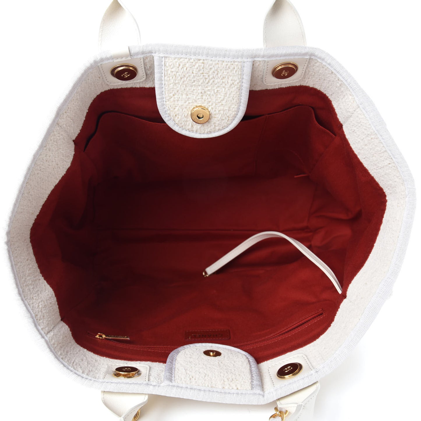 Lurex Boucle Medium Deauville Tote White