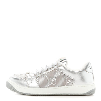 Gucci Metallic Nappa Silk Crystals Womens Screener Sneakers 36.5 Silver Light Grey 1 of 10