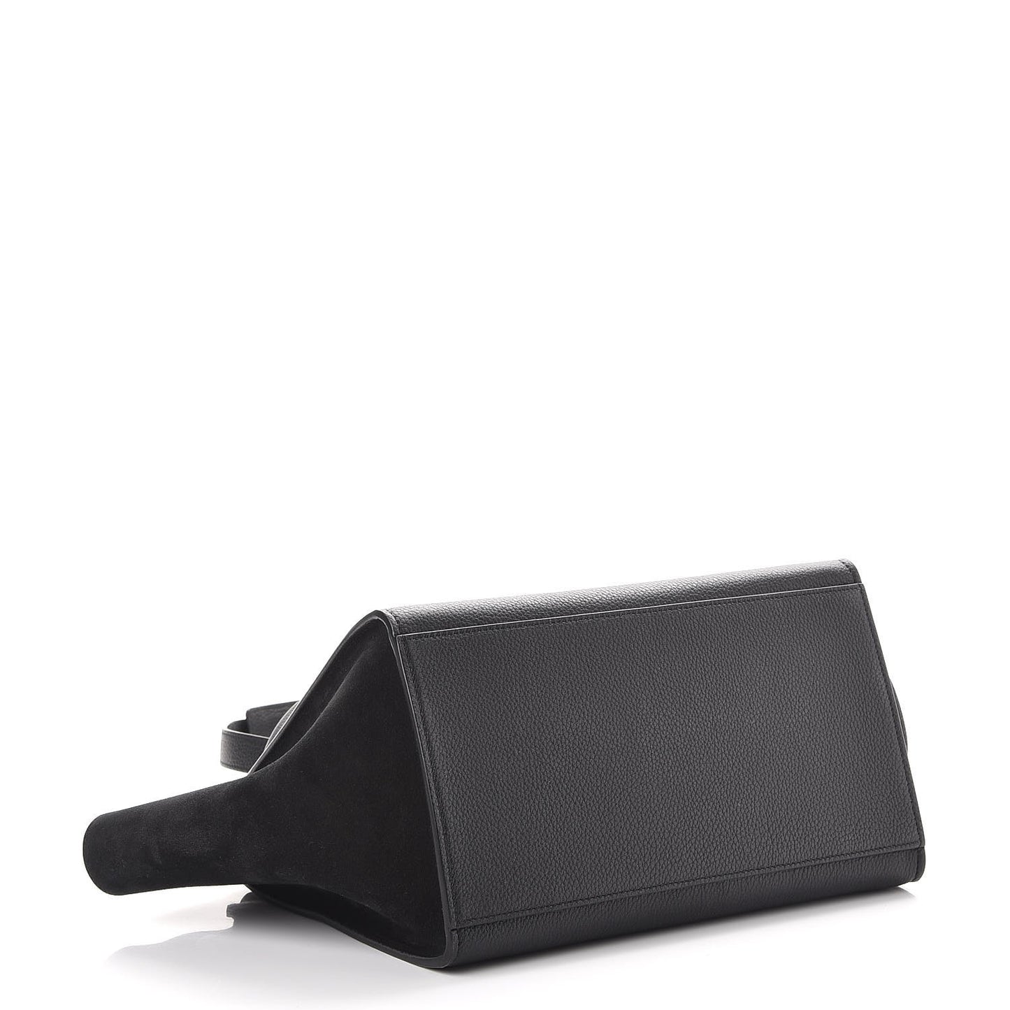 Drummed Calfskin Suede Medium Trapeze Black