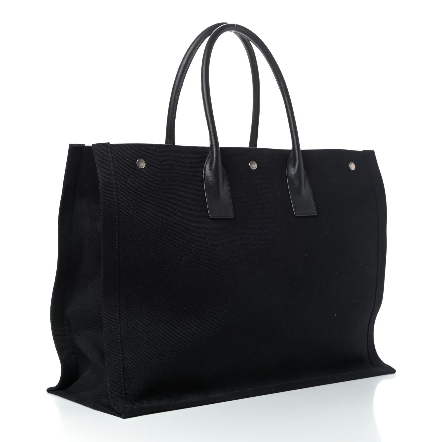 Saint Laurent Linen Calfskin Rive Gauche Tote Black 2 of 4