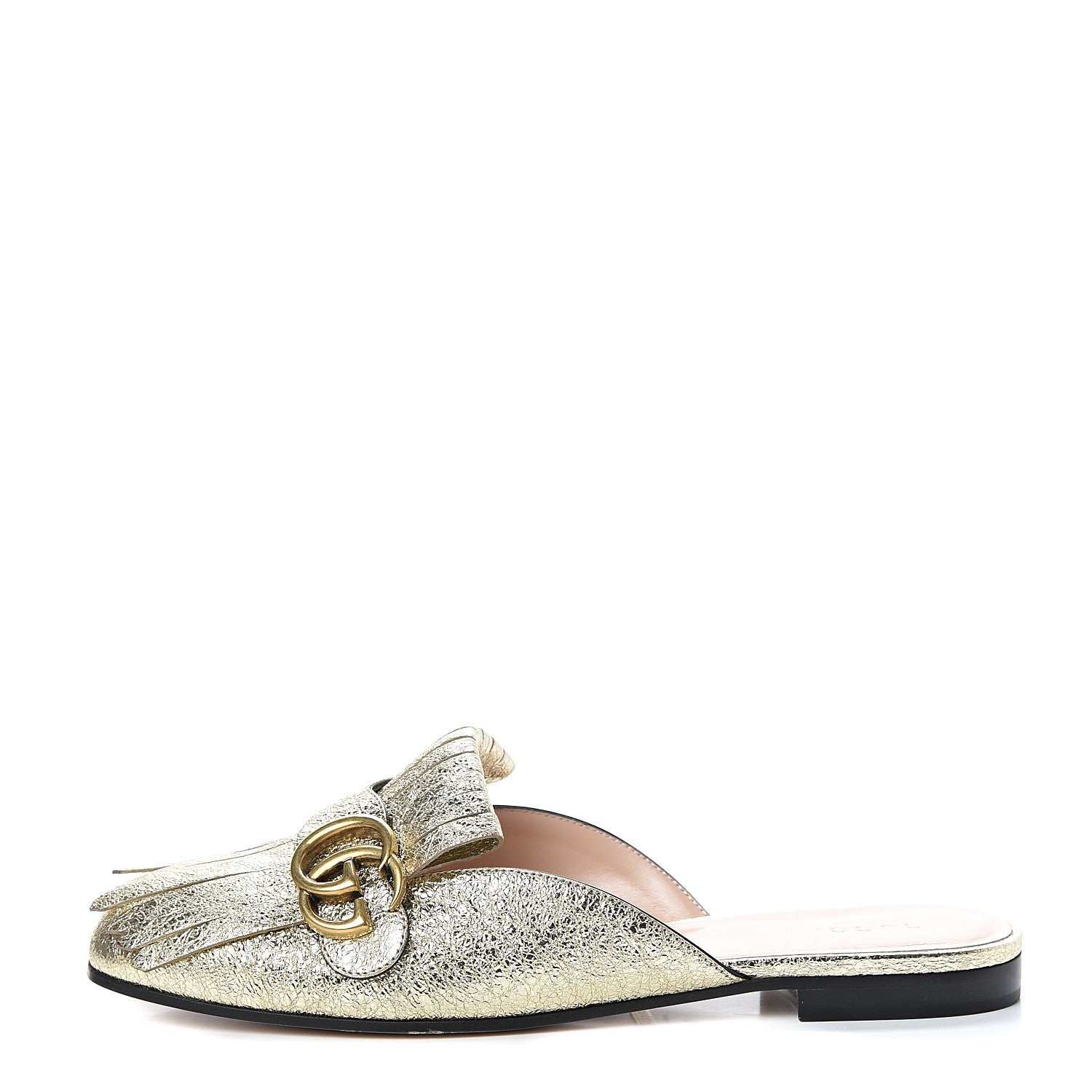 Gucci Galassia Womens GG Marmont Fringe Slippers 39.5 Platino 1 of 11