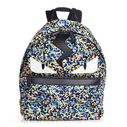Fendi Nylon Vitello Elite Flamingo Granite Lightning Monster Eyes Backpack Multicolor Lavagna 3 of 9
