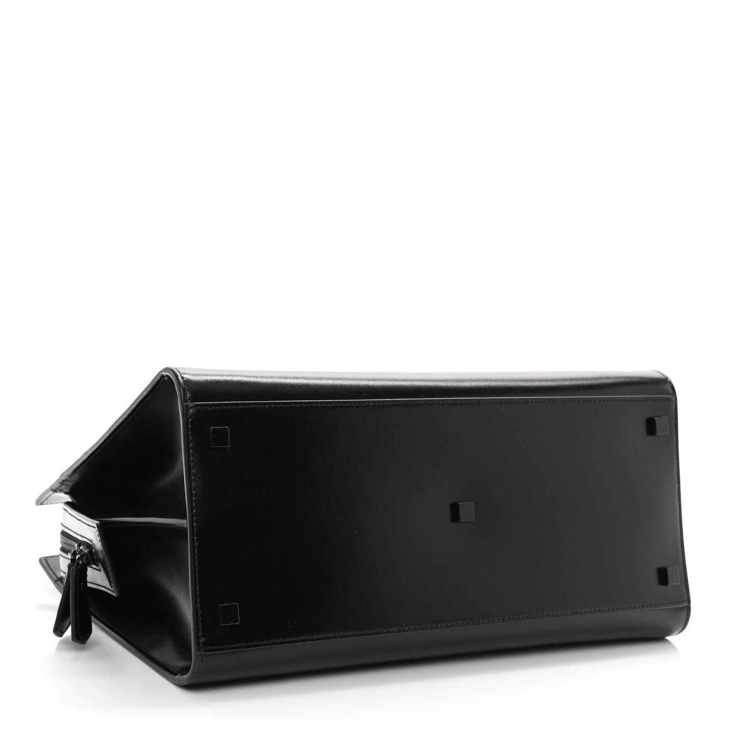 Shiny Calfskin Medium Uptown Tote Black