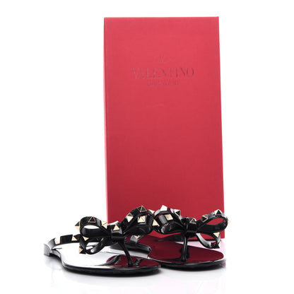 Valentino Garavani PVC Jelly Rockstud Bow Thong Sandals 36 Black 10 of 10