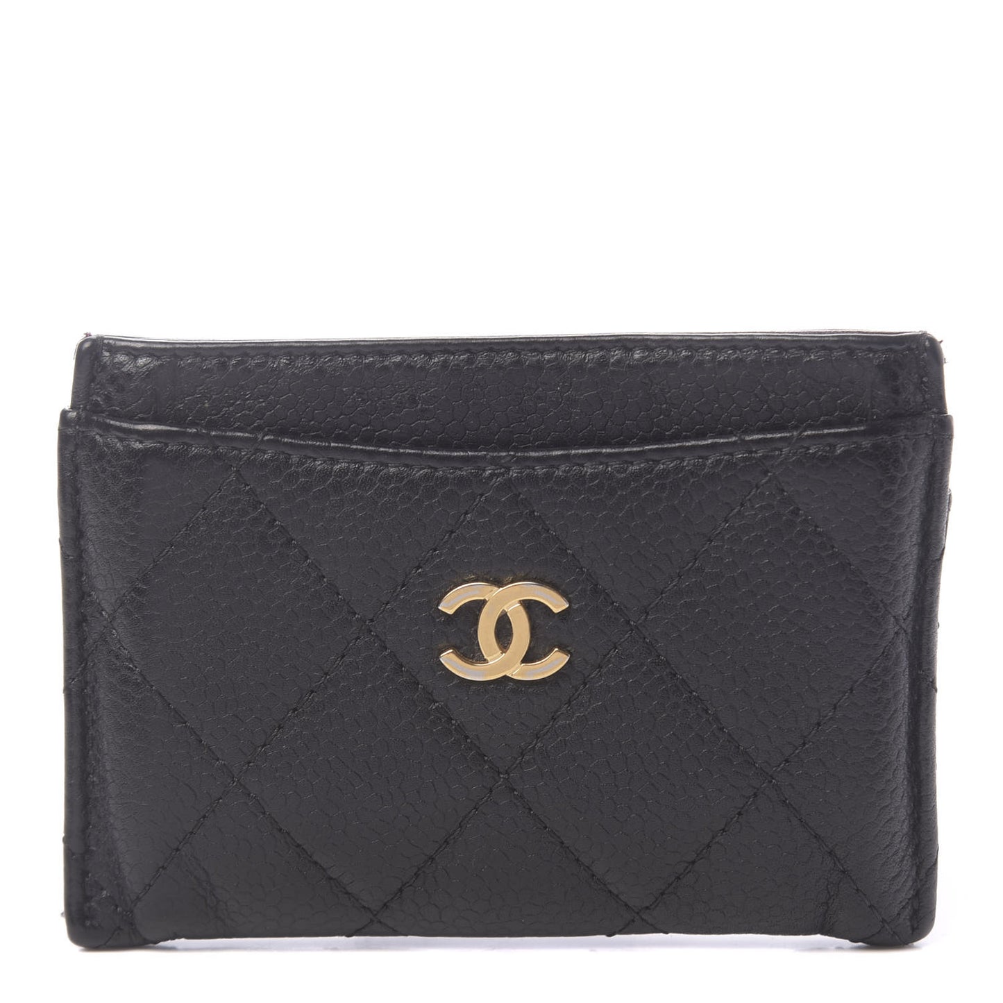 Caviar Quilted Card Holder Black