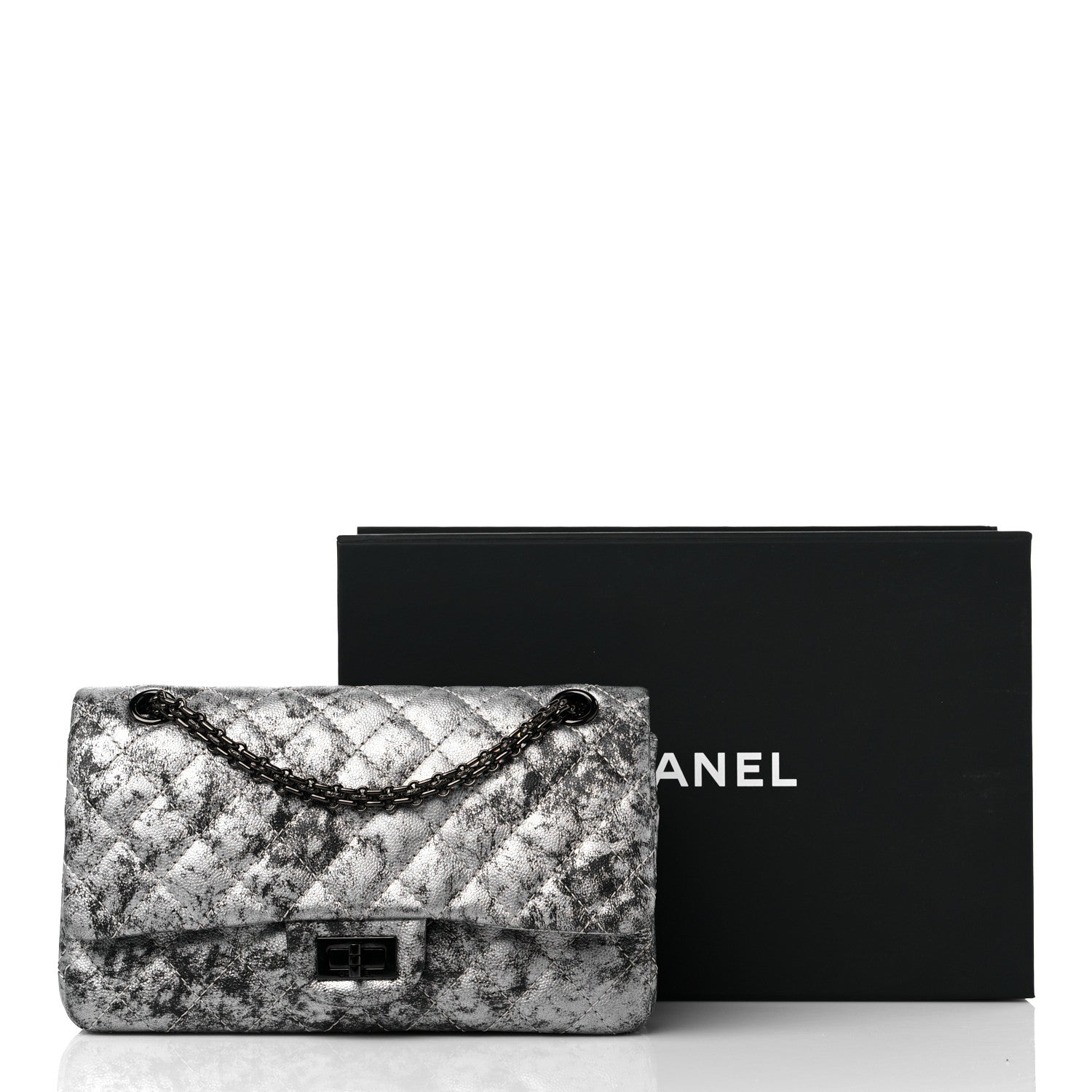 Chanel Metallic Caviar Quilted 2.55 Reissue 226 Flap Silver Black 10 of 10