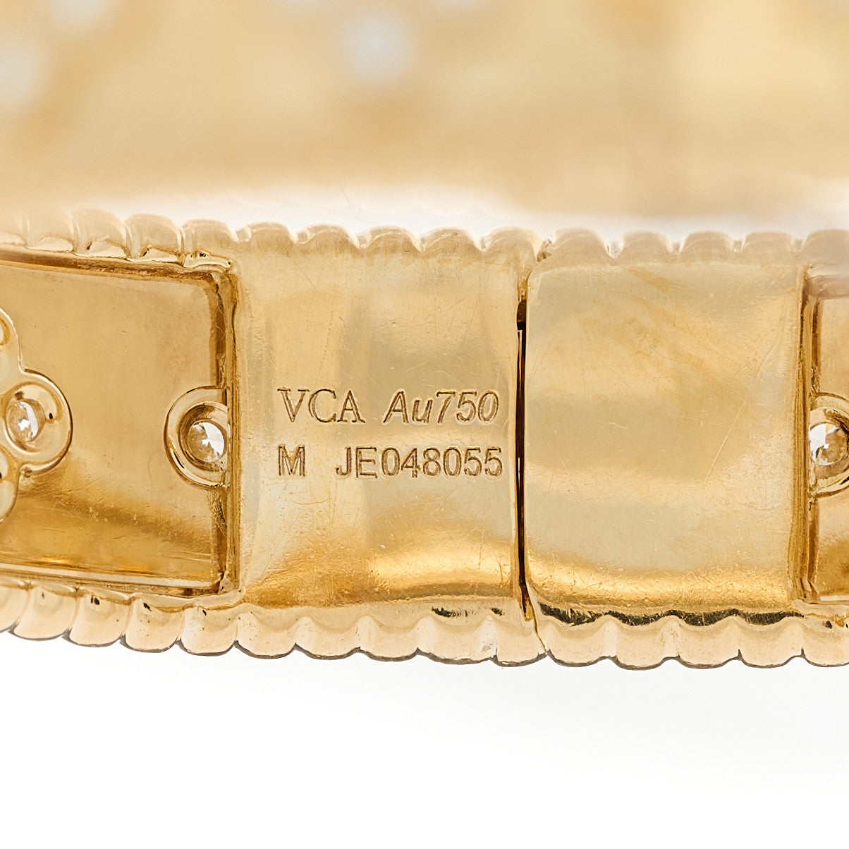 Van Cleef & Arpels 18K Yellow Gold Diamond Perlee Clovers Bangle Bracelet M 4 of 5