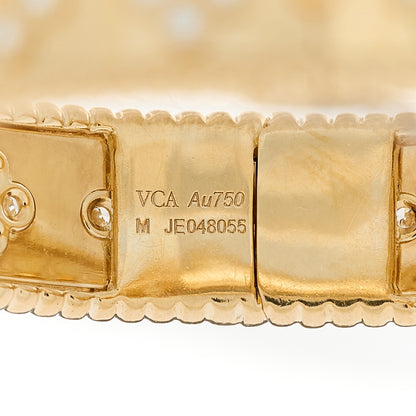 Van Cleef & Arpels 18K Yellow Gold Diamond Perlee Clovers Bangle Bracelet M 4 of 5