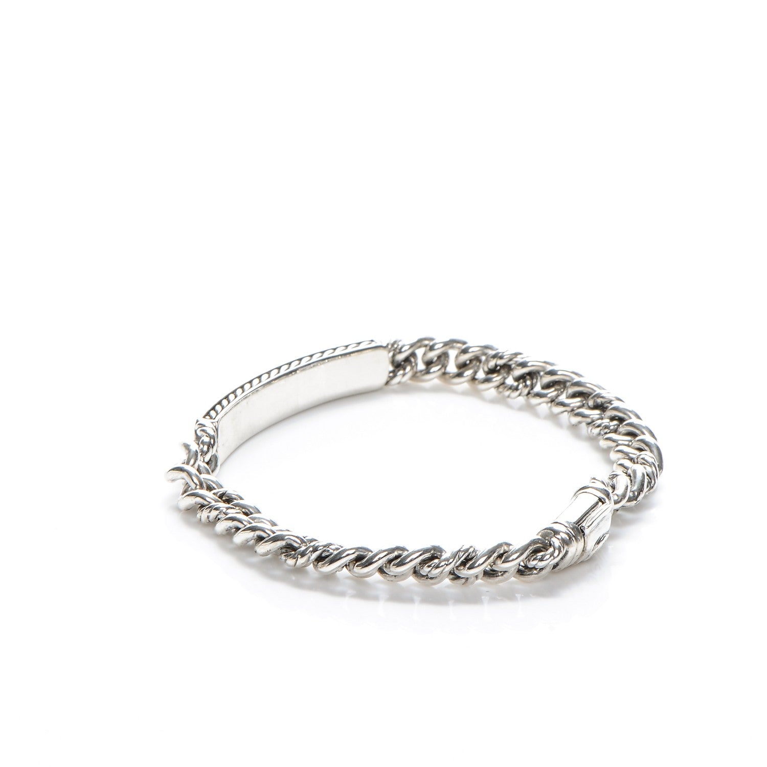 David Yurman Sterling Silver Pave Diamond 6mm Petite ID Bracelet 3 of 7