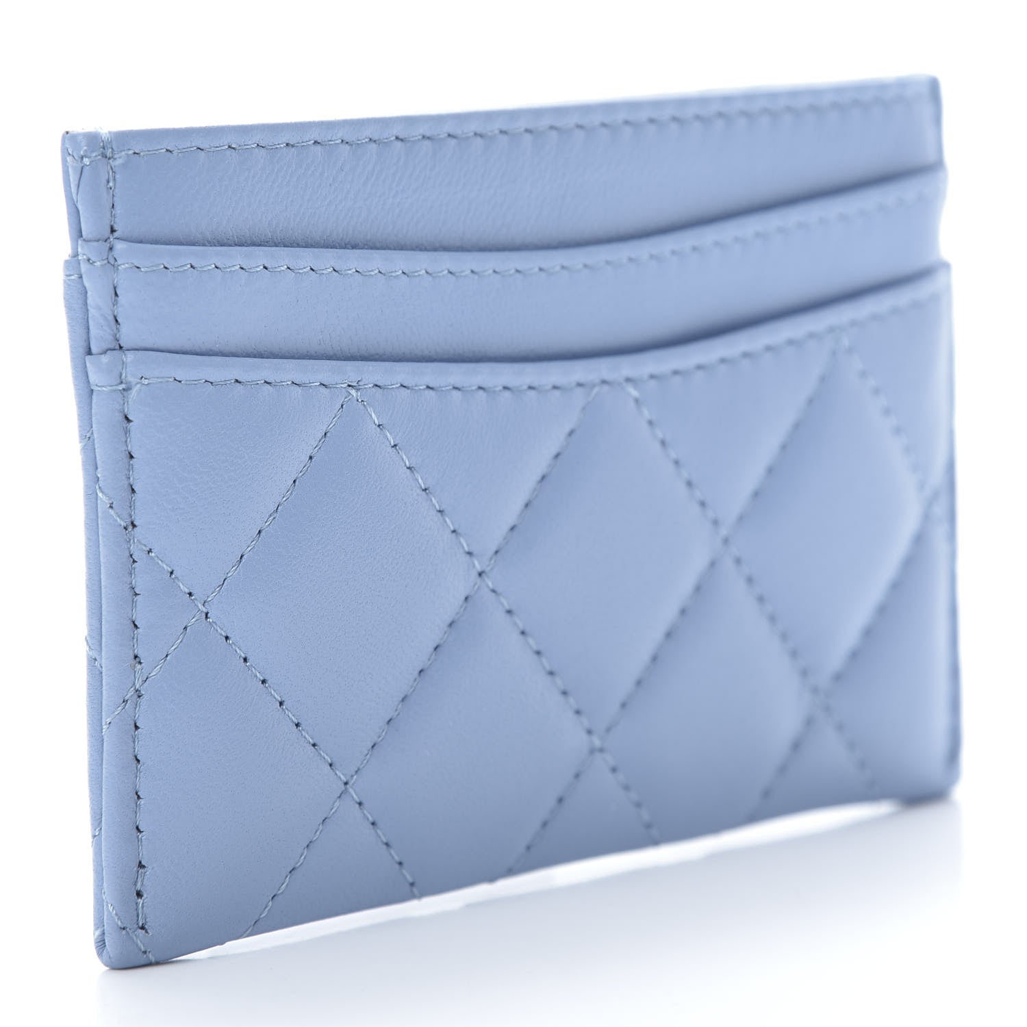 Chanel Lambskin Quilted Card Holder Light Blue 3 of 9