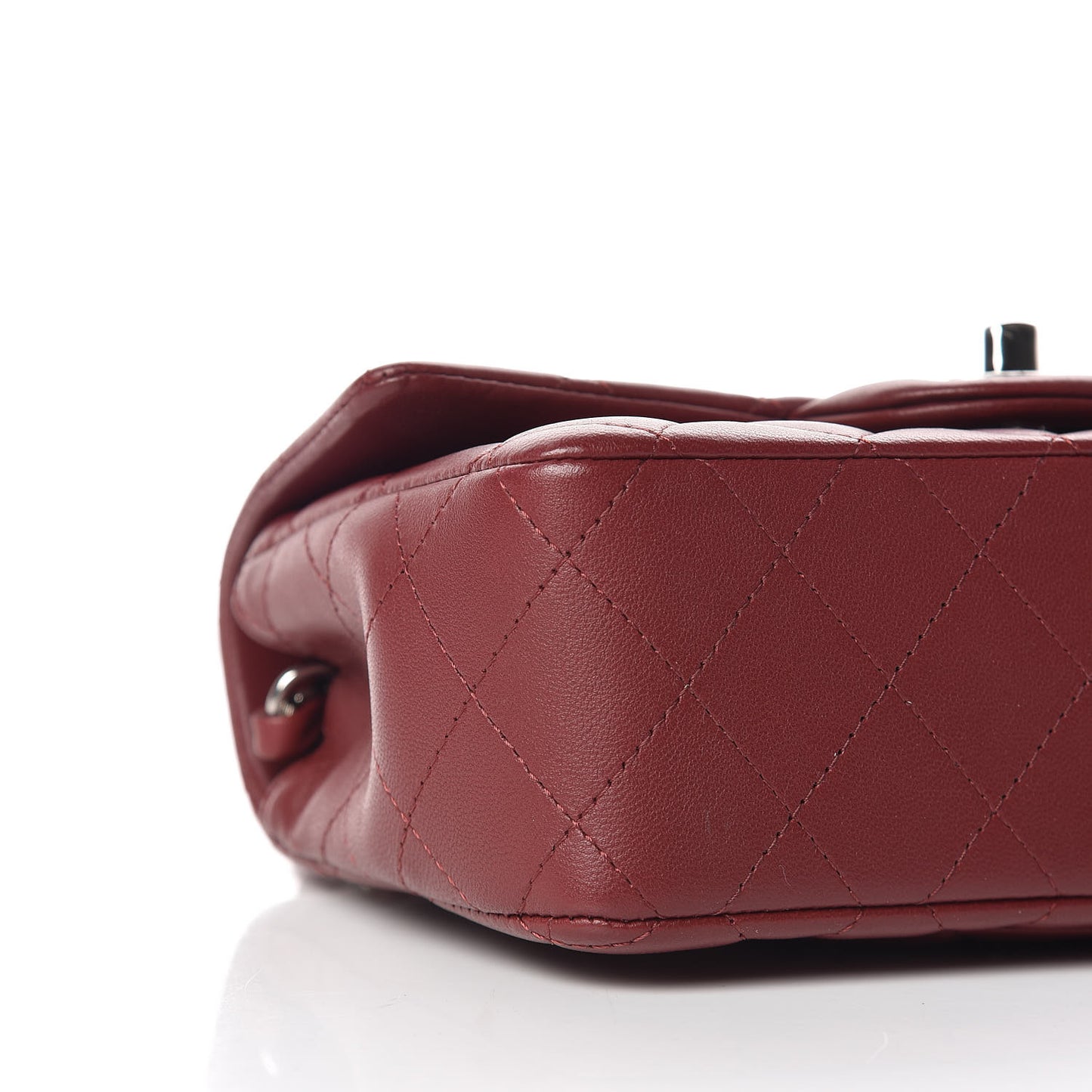 Lambskin Quilted Mini Rectangular Flap Burgundy