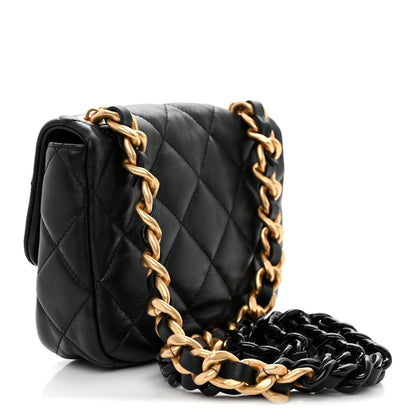 Chanel Lambskin Quilted Mini Lacquered Chain Flap Black 3 of 10