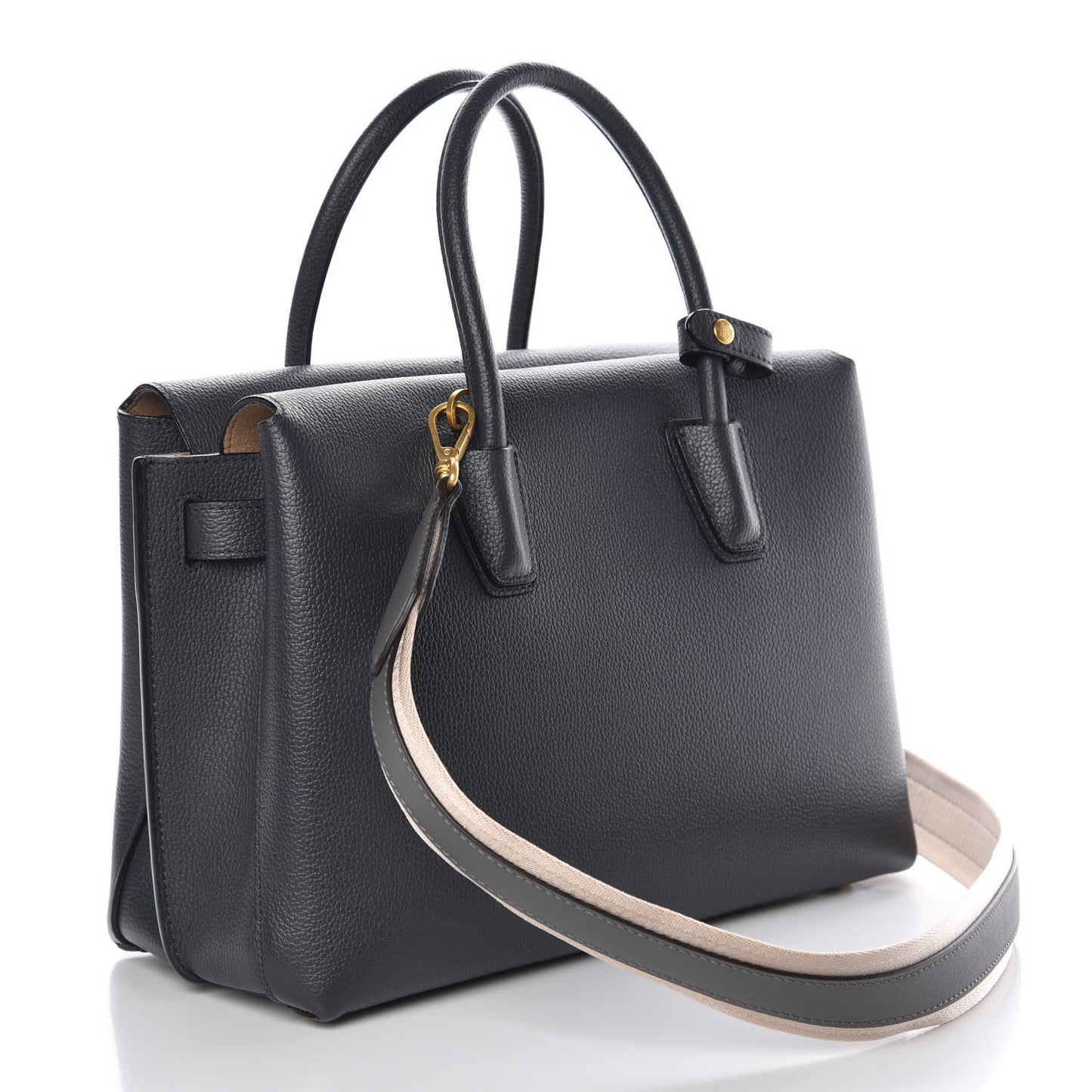 Grained Calfskin Medium Milla Tote Phantom Grey