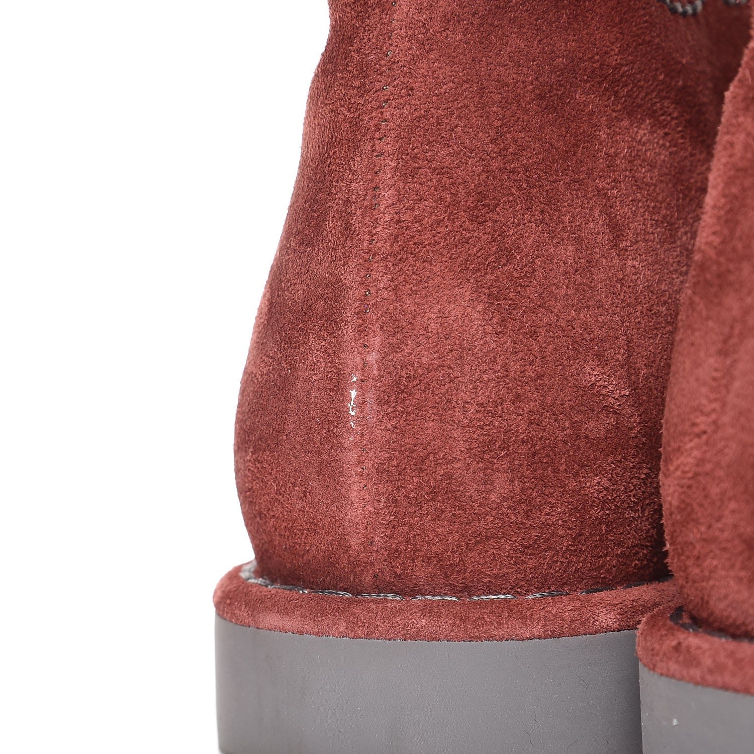 Chanel Suede Calfskin Lace Up Short Boots 37 Burgundy 9 of 12