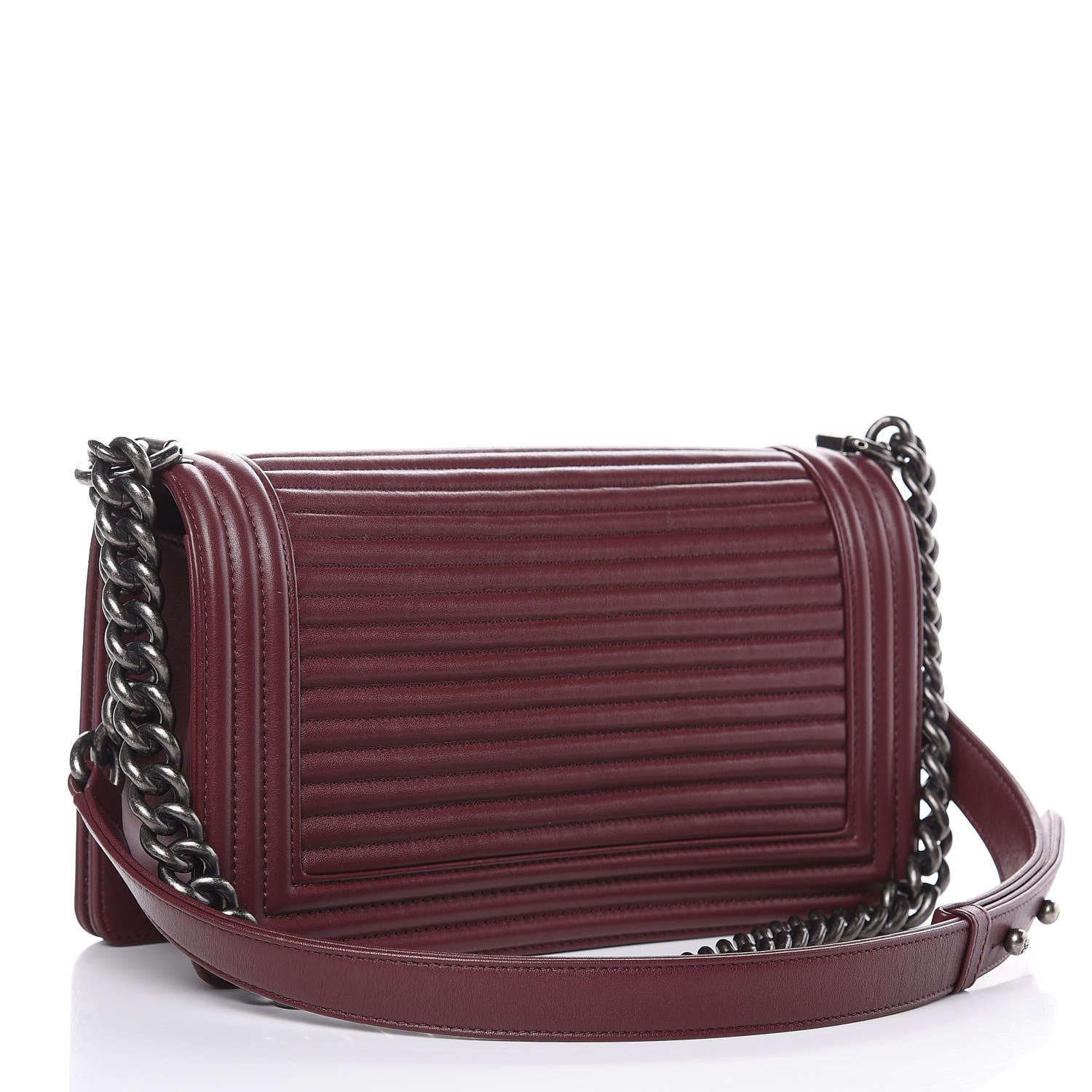 Chanel Calfskin Horizontal Quilted Medium Boy Flap Burgundy 3 of 12