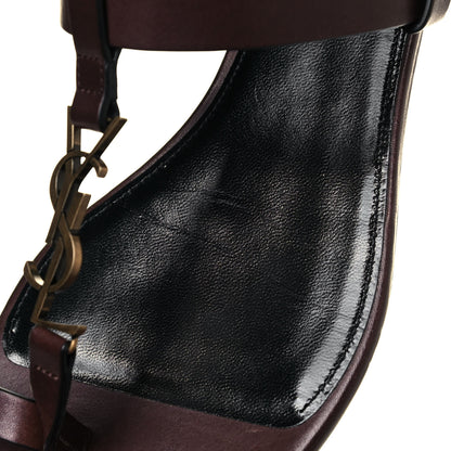 Saint Laurent Calfskin Cassandra Monogram Sandals 38 Brown 9 of 10