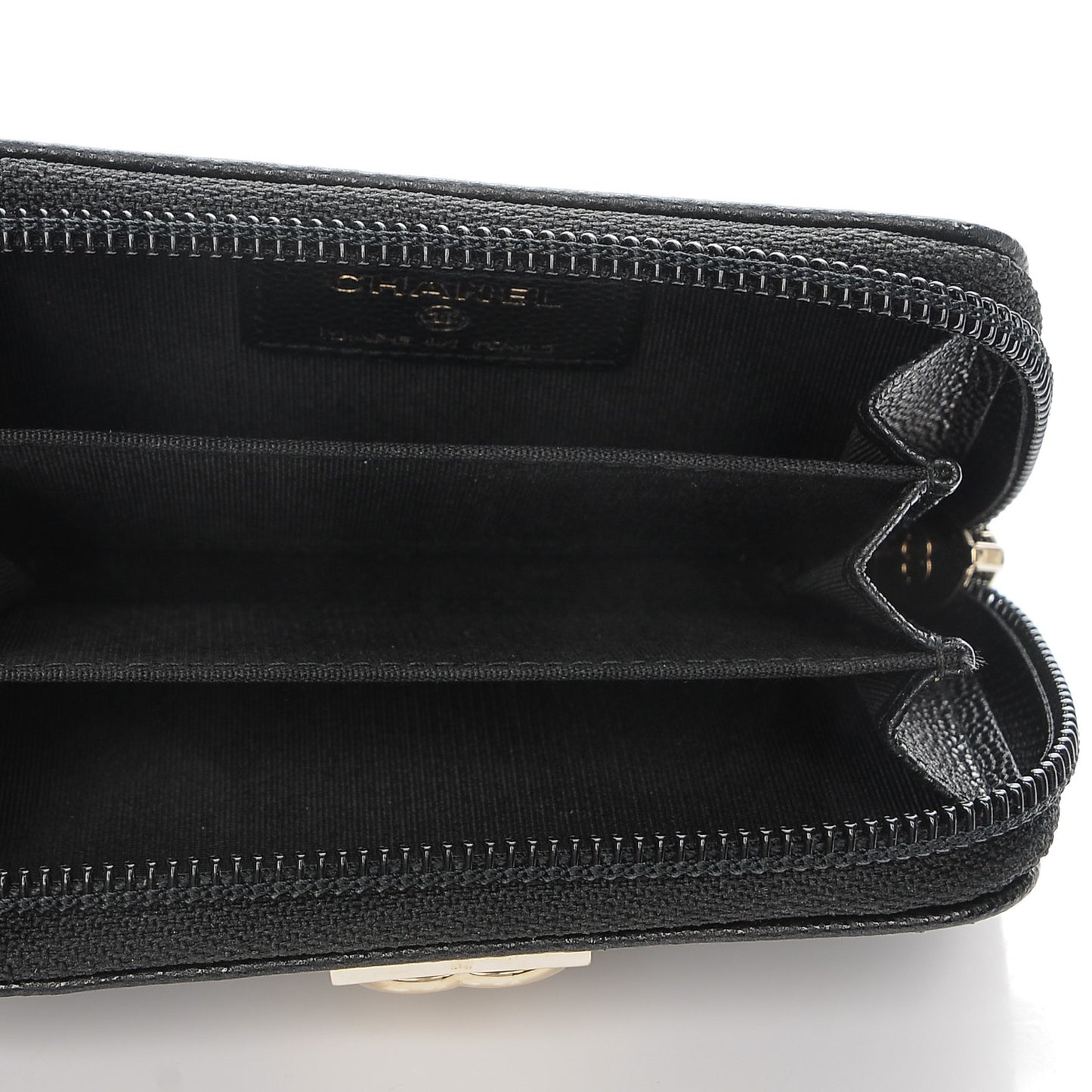 Caviar Quilted Boy Zip Around Coin Purse Wallet Black