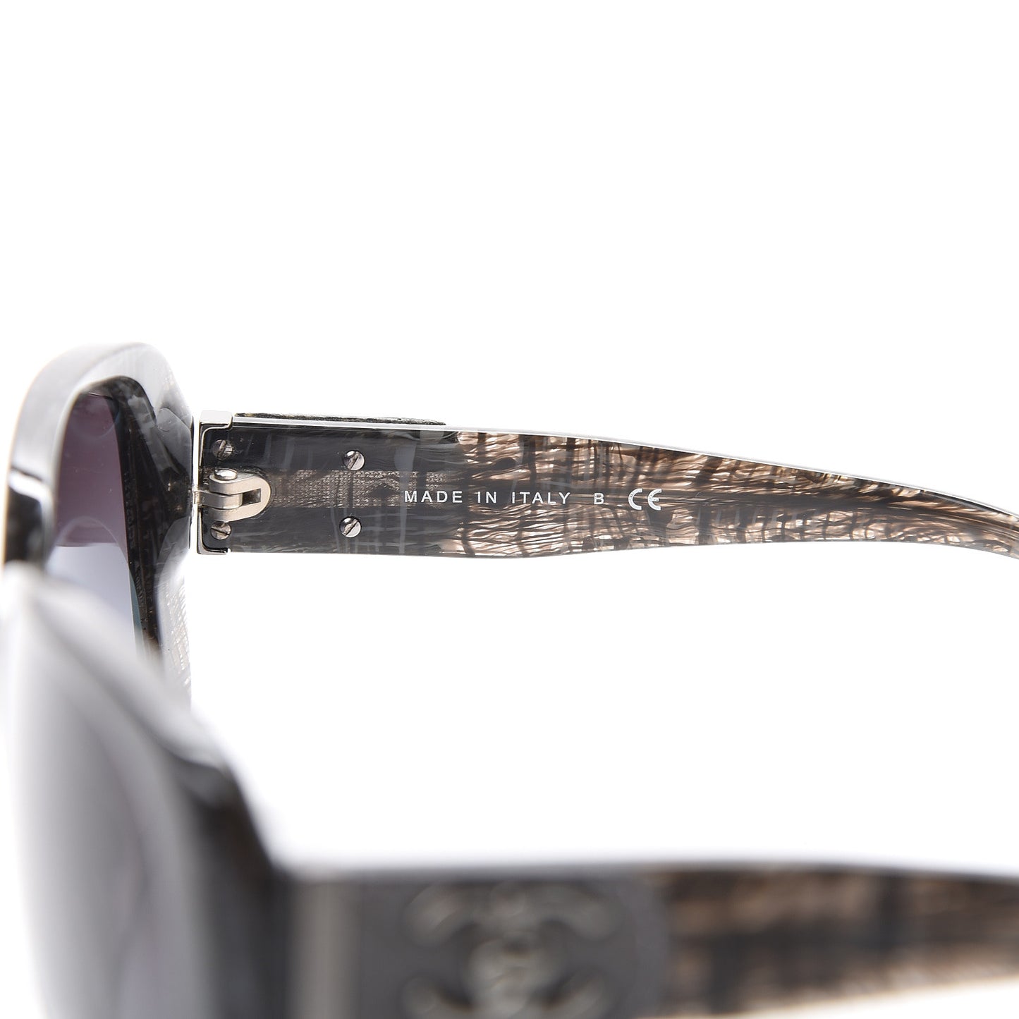 Tweed Effect Quilted CC Turnlock Sunglasses 5234 C Dark Grey