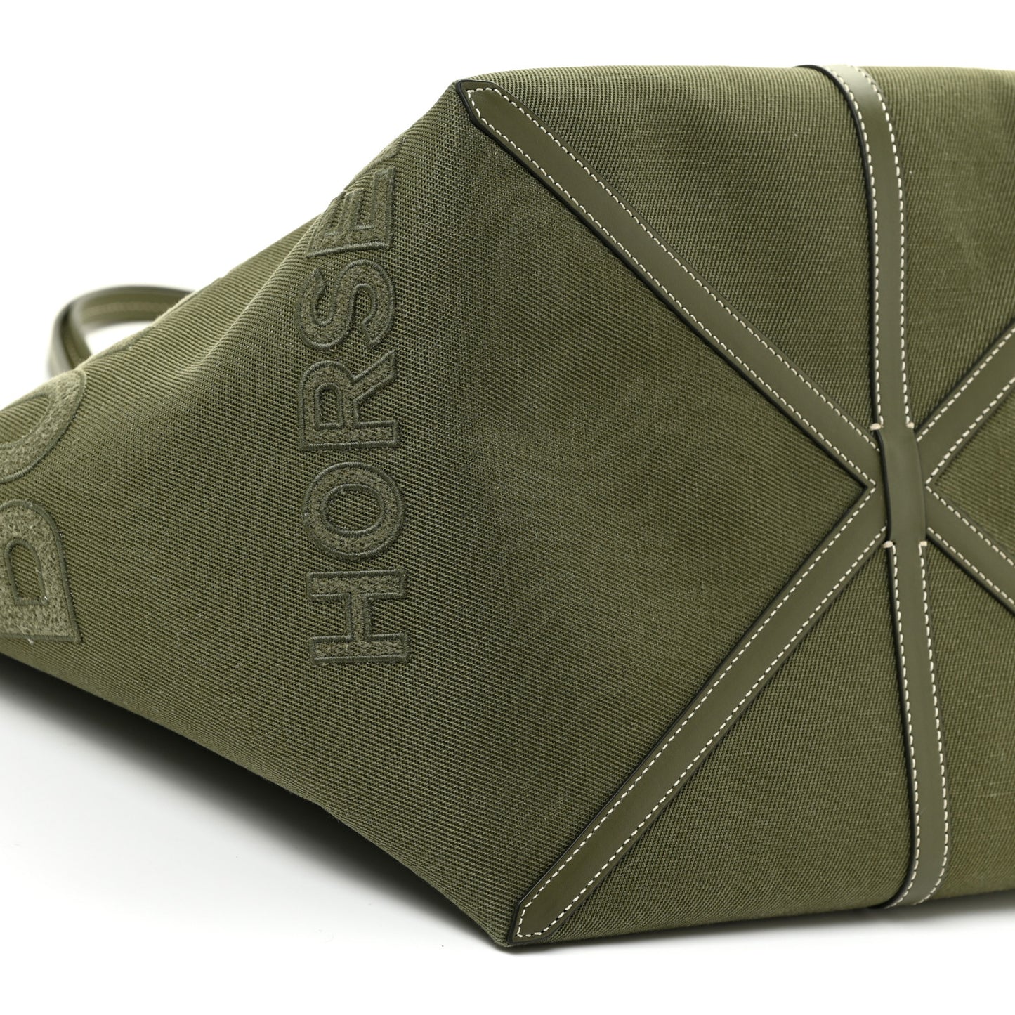 Cotton Canvas Horseferry Print Tote Dark Fern Green