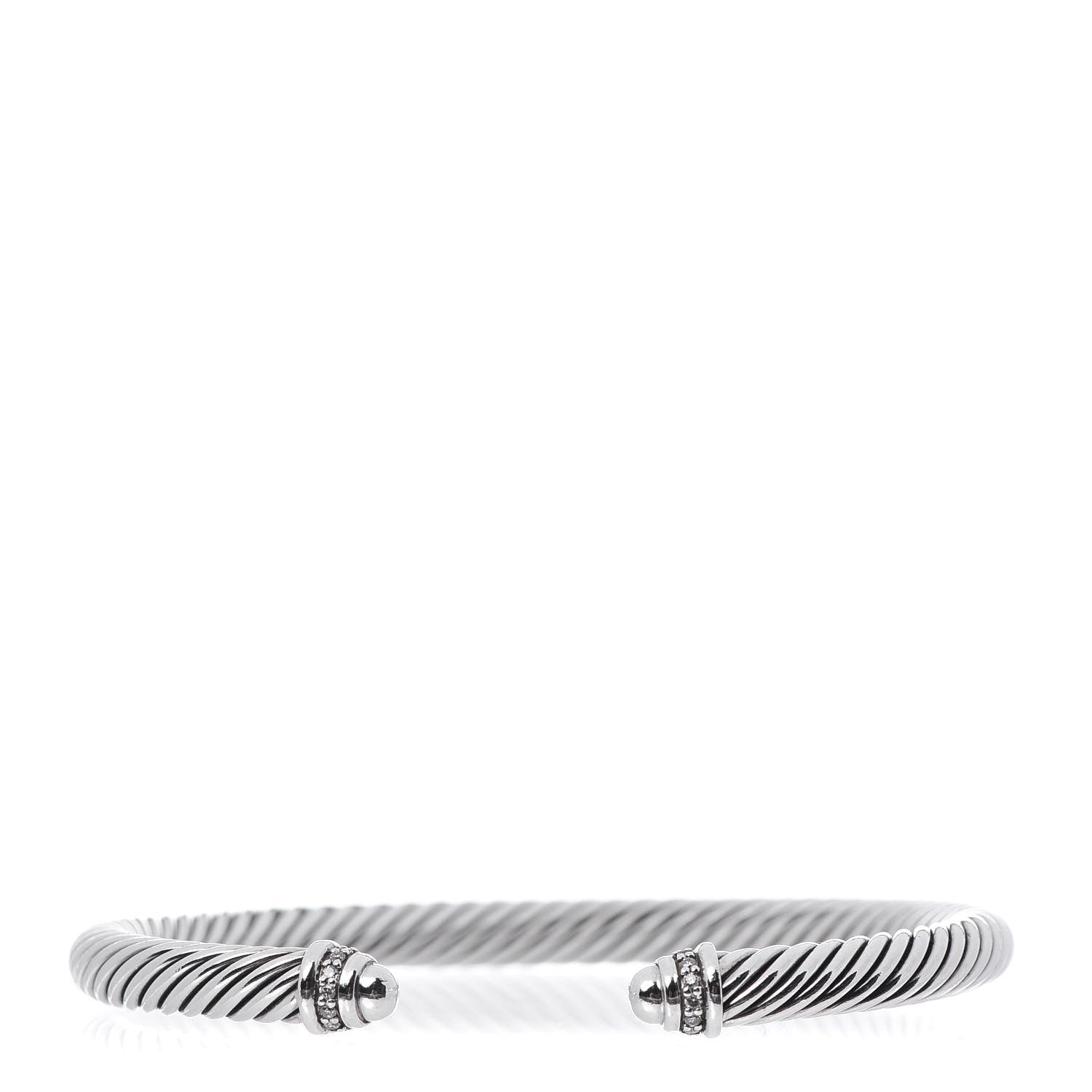 David Yurman Sterling Silver Diamond 5mm Cable Classics Dome Bracelet 1 of 4