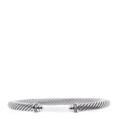 David Yurman Sterling Silver Diamond 5mm Cable Classics Dome Bracelet 1 of 4