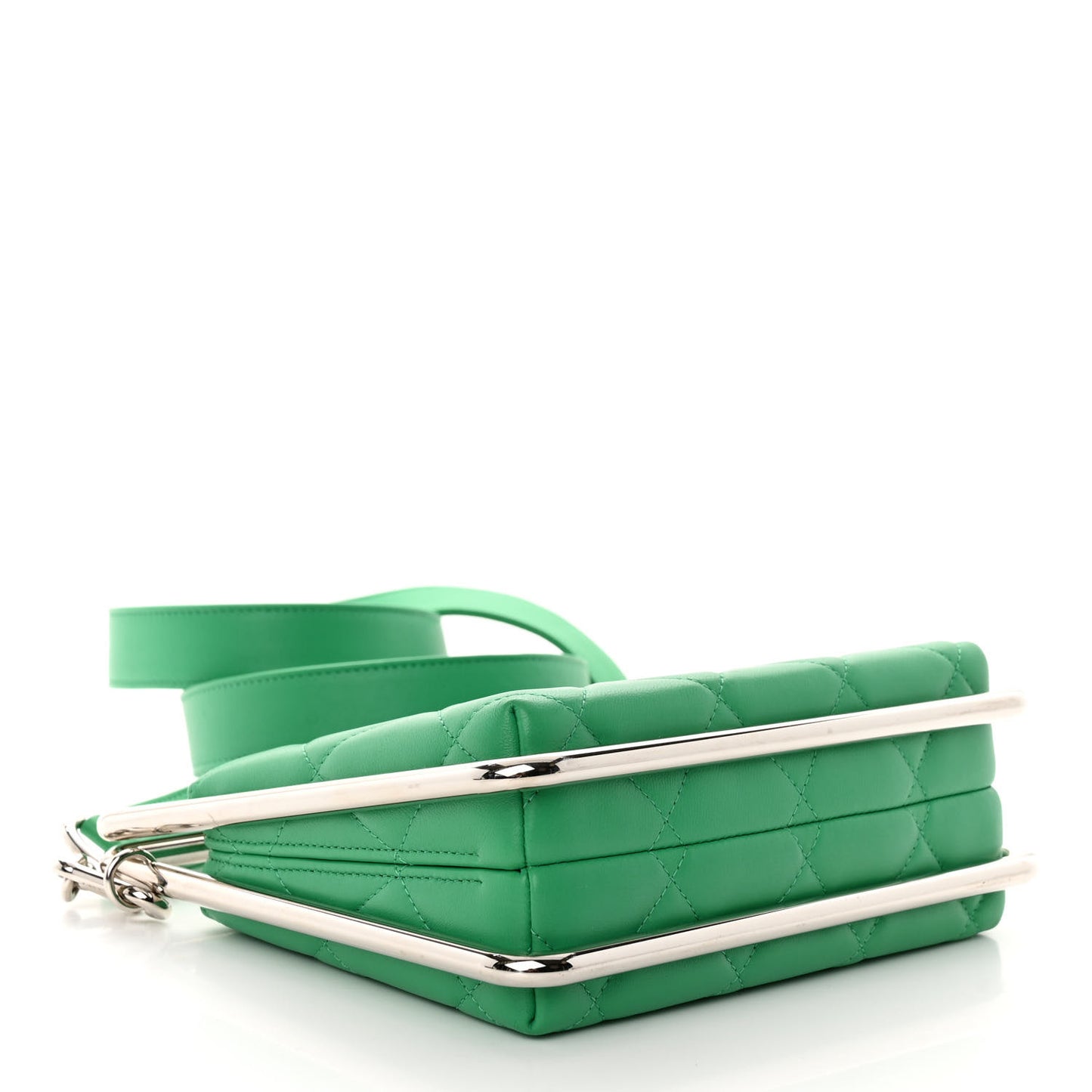 Quilted Lambskin Metal Bar Clutch Bag Green