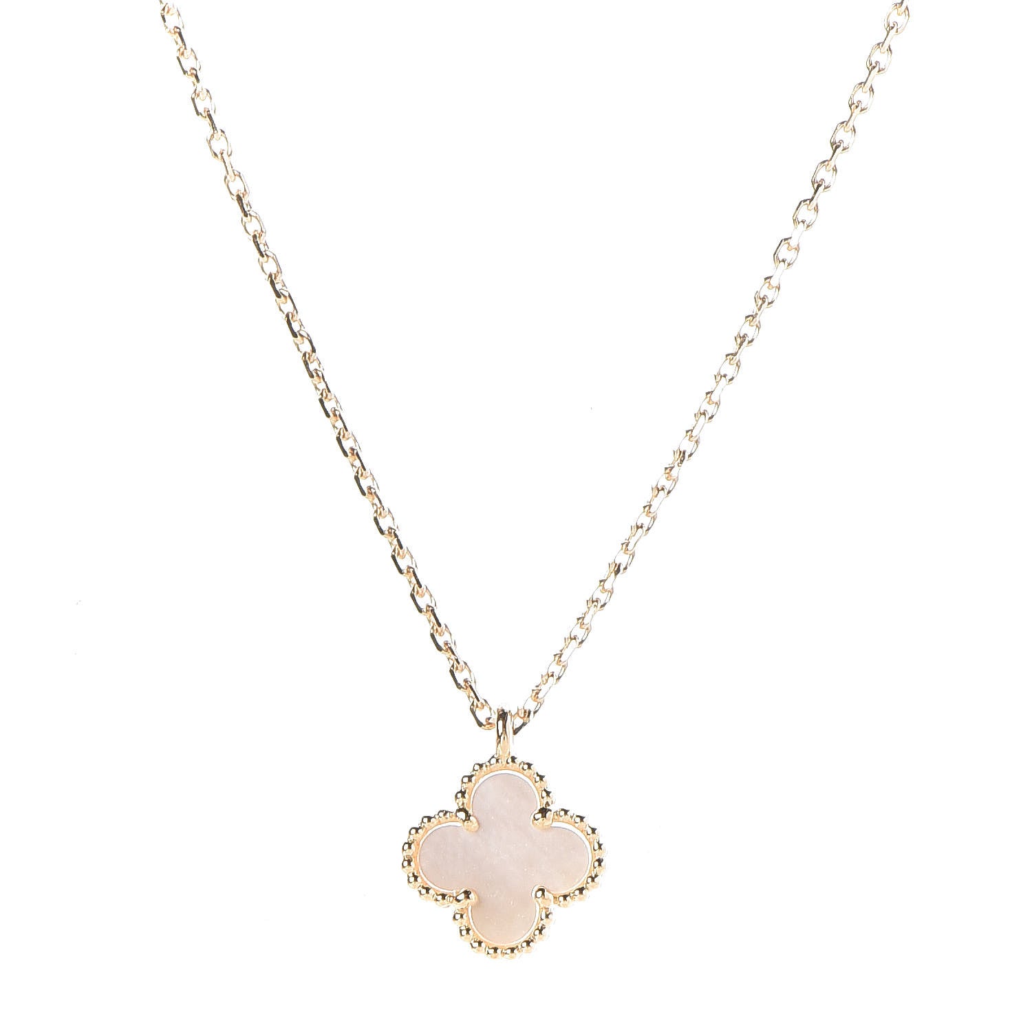 Van Cleef & Arpels 18K Yellow Gold Mother of Pearl Sweet Alhambra Pendant Necklace 4 of 7