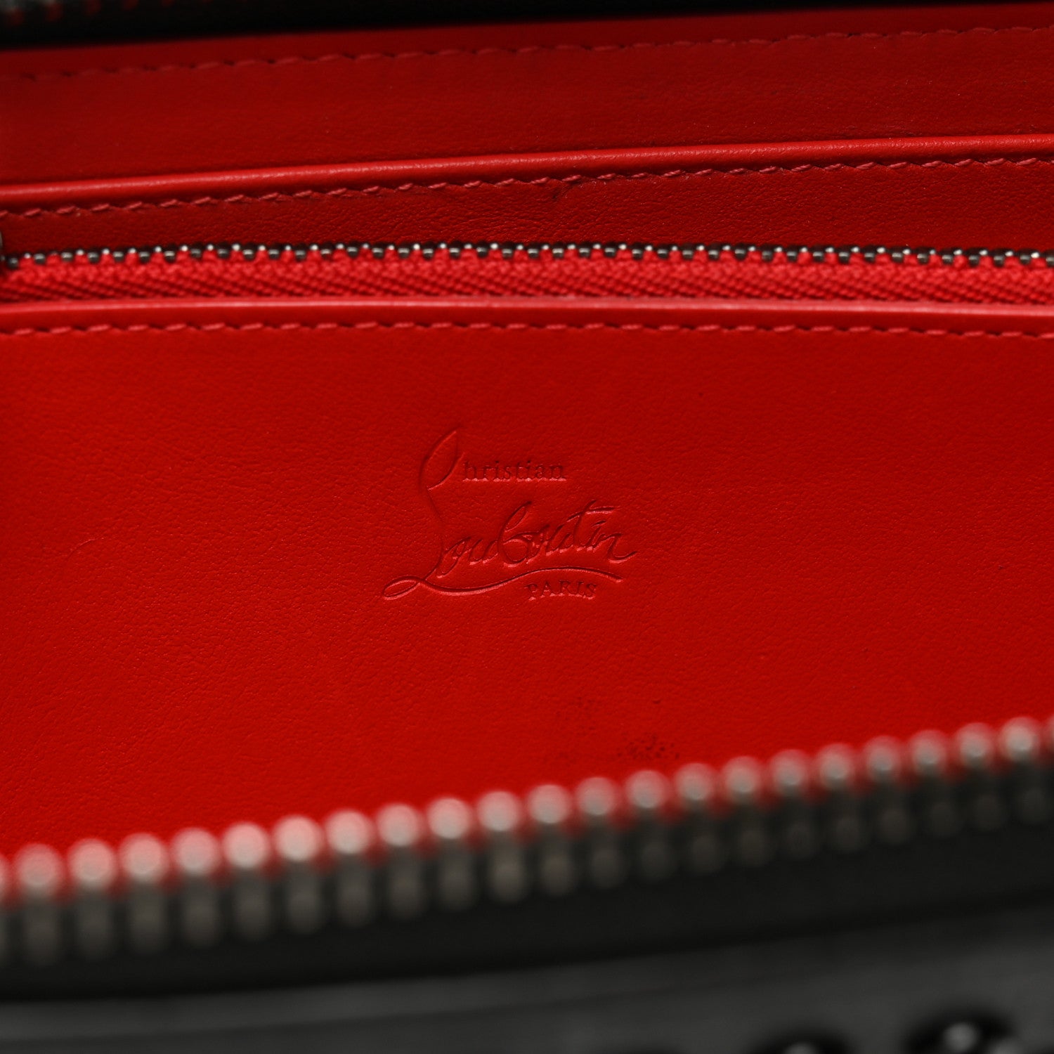 Christian Louboutin Calfskin Panettone Spiked Zip Around Wallet Black 6 of 7