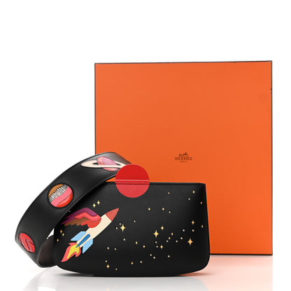 Hermes Veau Monsieur Lizard Ostrich Spaceship Sac A Malice Black Multicolor 13 of 13