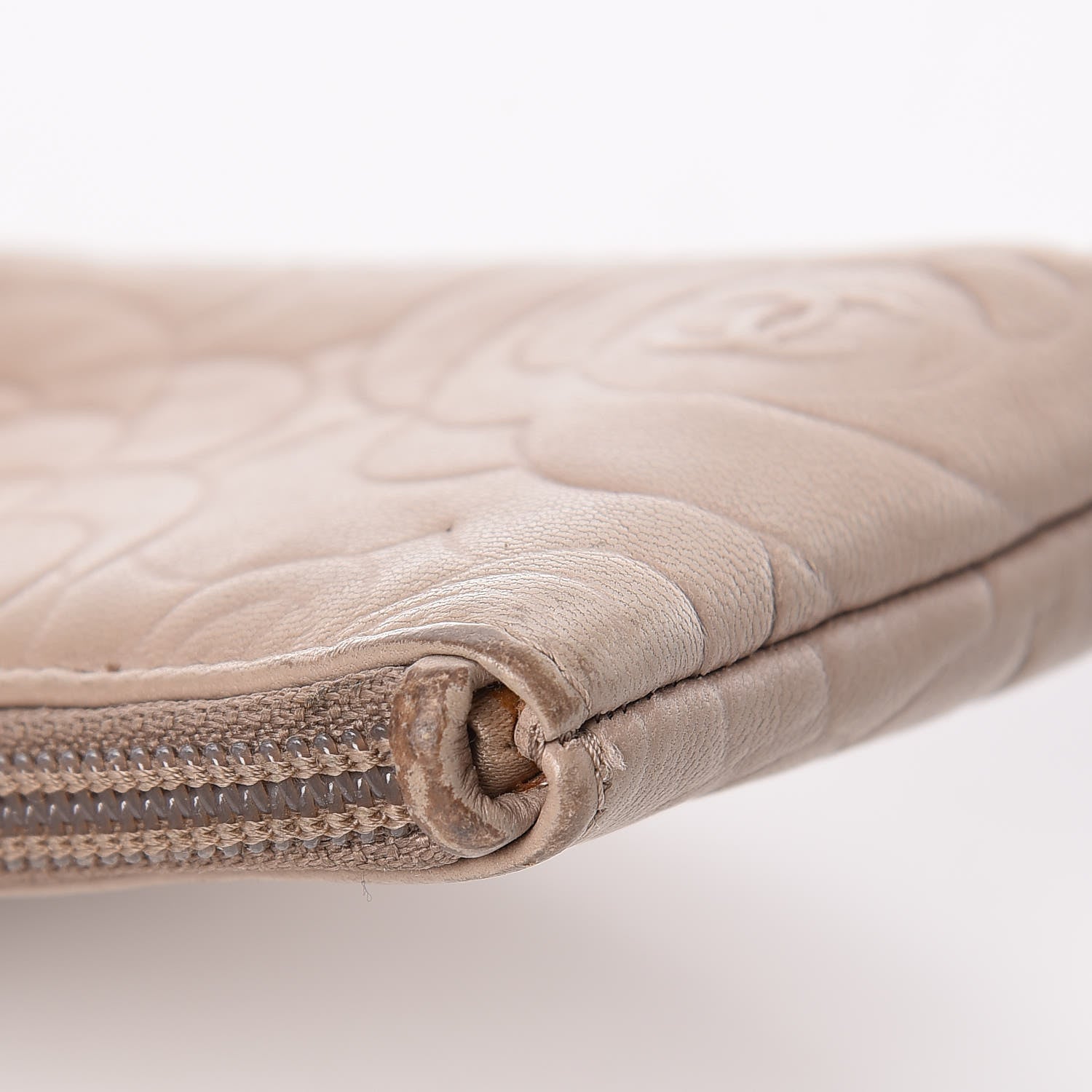 Chanel Lambskin Camellia Embossed Key Holder Case Beige 7 of 11