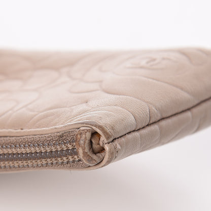 Chanel Lambskin Camellia Embossed Key Holder Case Beige 7 of 11