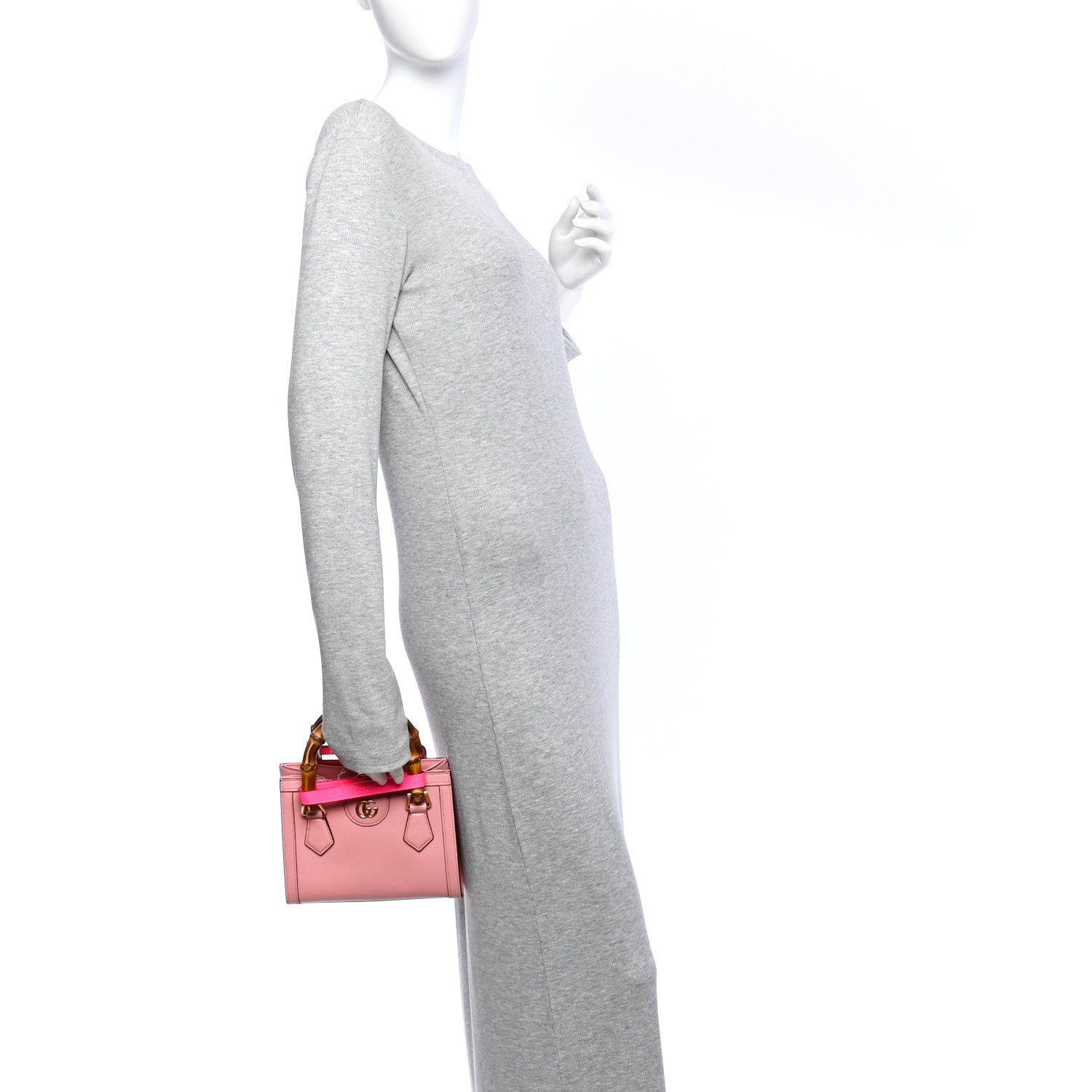 Gucci Wonka Grain Calfskin Mini Diana Tote Bag Wild Rose Fuxia Fluo 2 of 12